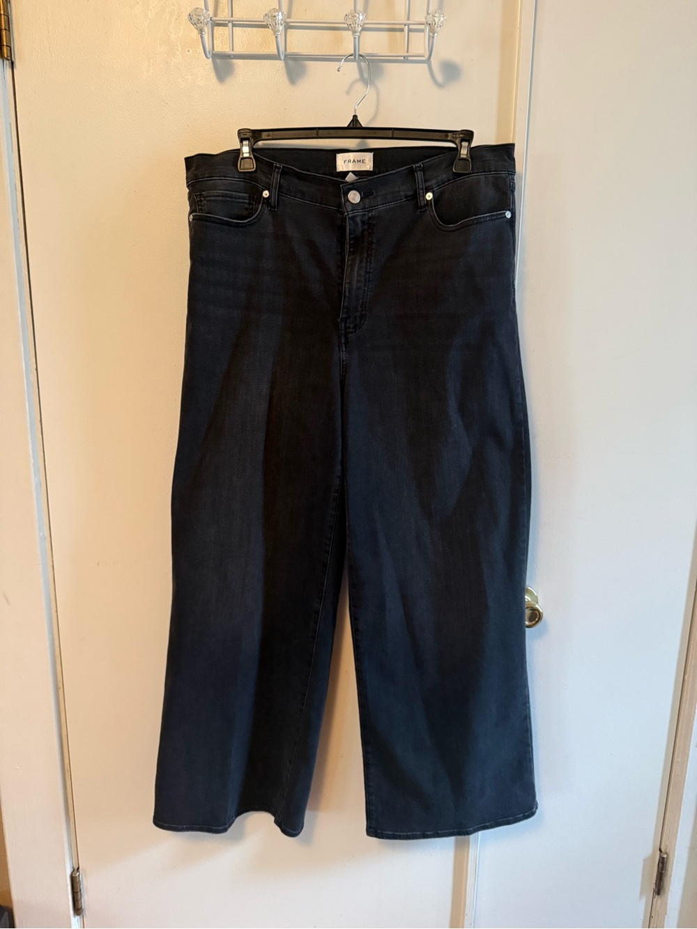 Frame Denim Black Wide-Leg High-Rise Jeans